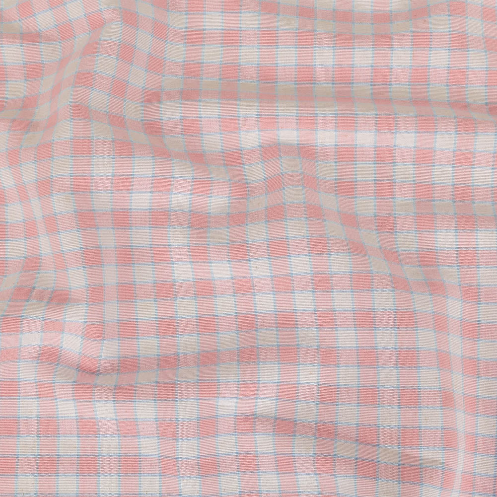 Baby Pink and Blue Checked Handwoven Cotton Baby Pink and Blue Checked Handwoven Cotton