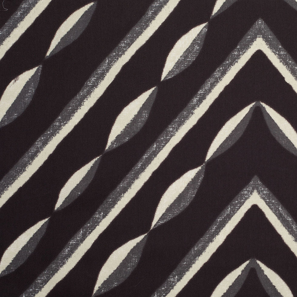 Famous NY Designer Black, Pale Gold and Gray Print Cotton Sateen Famous NY Designer Black, Pale Gold and Gray Print Cotton Sateen