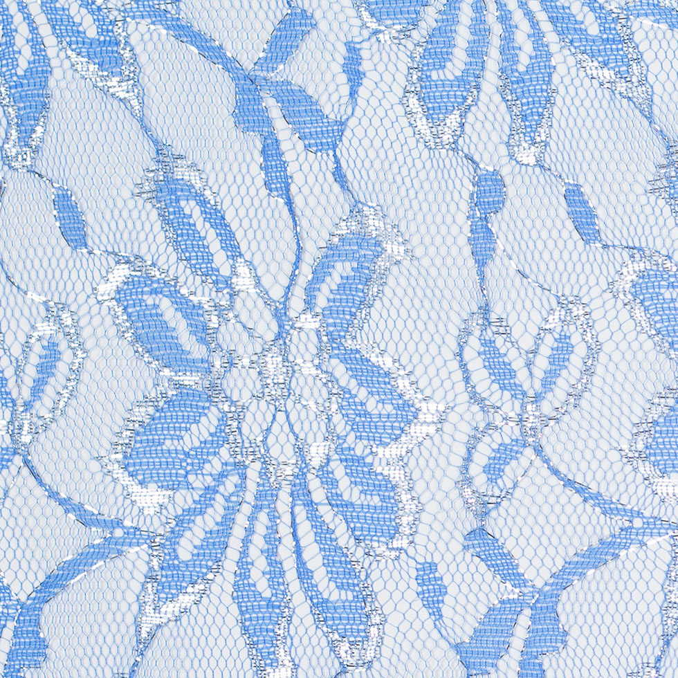 Regatta Blue and Metallic Silver Mesh Lace Detail Regatta Blue and Metallic Silver Mesh Lace Detail