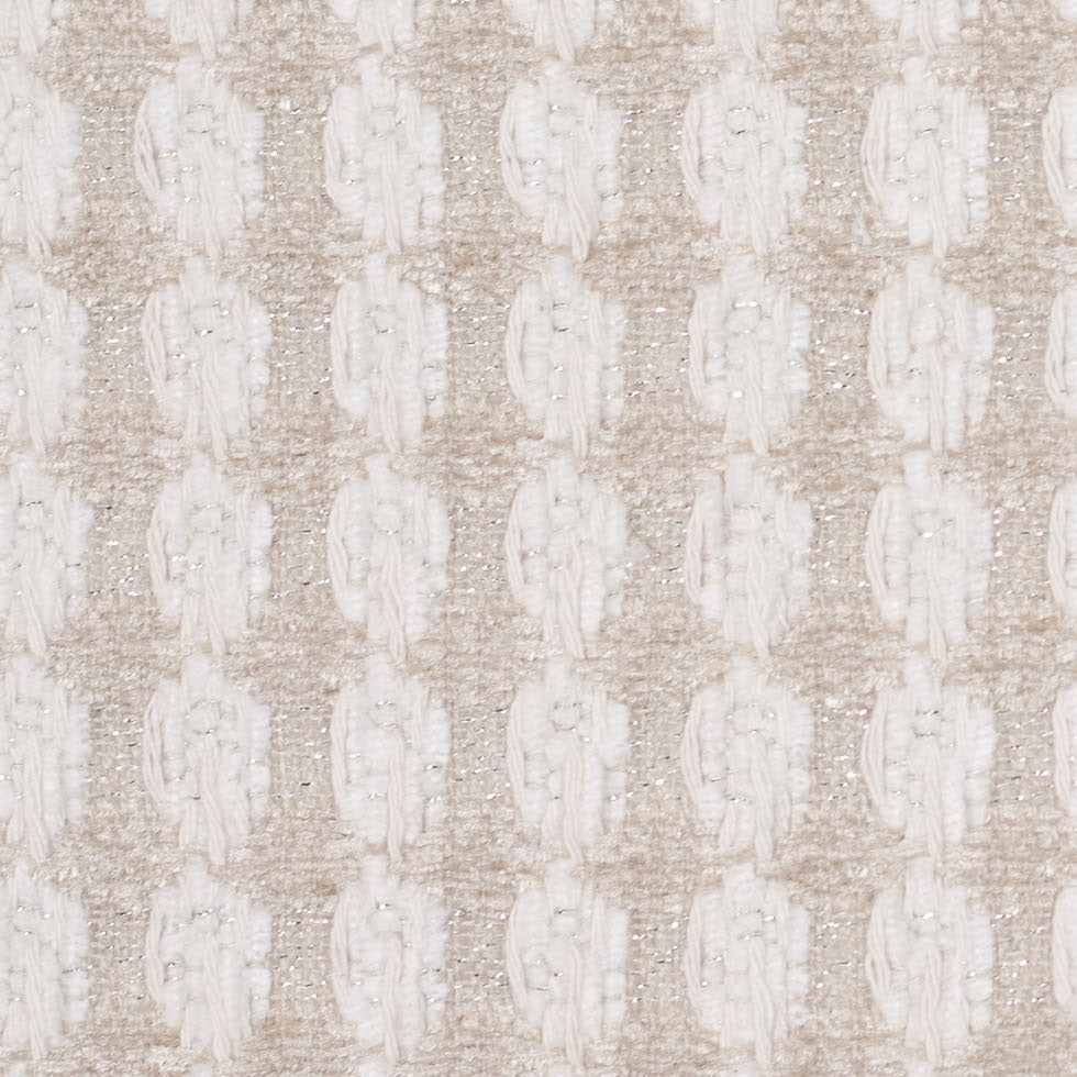 Bright White and Birch Checkered Cotton-Acrylic Boucle - Detail Bright White and Birch Checkered Cotton-Acrylic Boucle - Detail