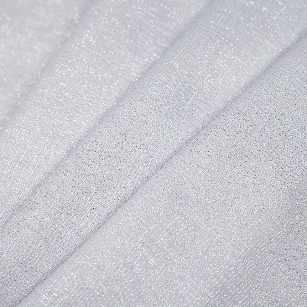 Korean Metallic White and Silver Cotton-Polyester Woven - Folded Korean Metallic White and Silver Cotton-Polyester Woven - Folded