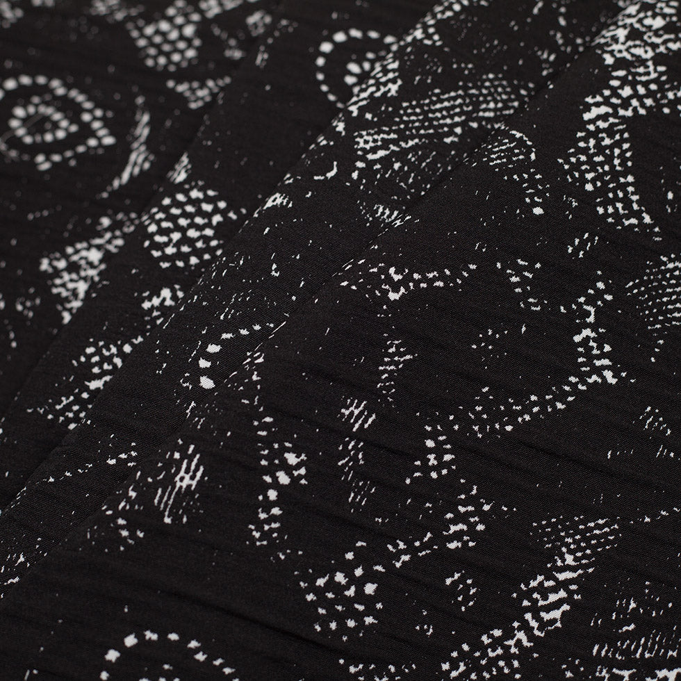 Black and White Abstract Wrinkled Polyester Woven - Folded Black and White Abstract Wrinkled Polyester Woven - Folded