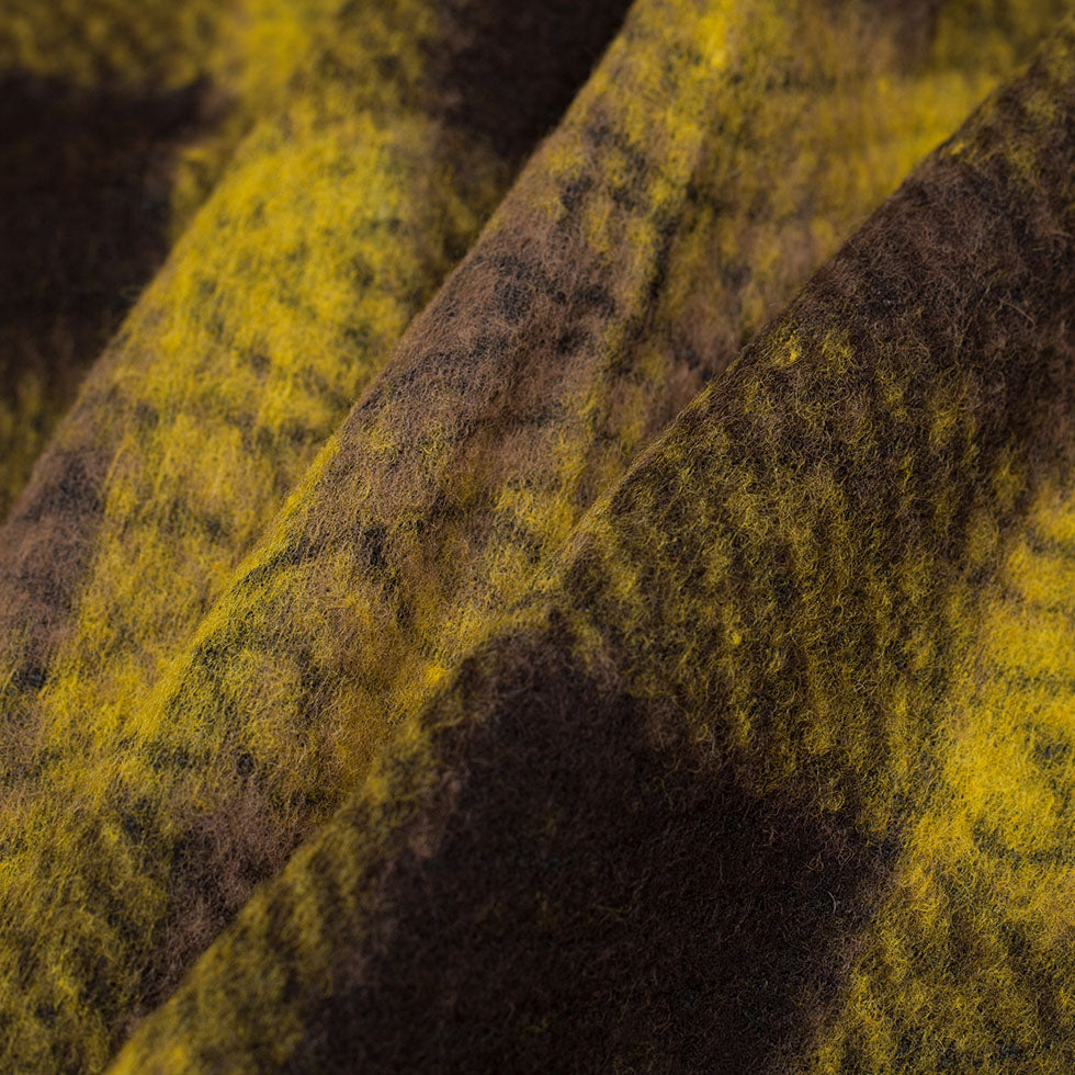 Medium Green/Brown/Black Plaid and Patterned Bonded Lamb Leather and Wool Folded Medium Green/Brown/Black Plaid and Patterned Bonded Lamb Leather and Wool Folded