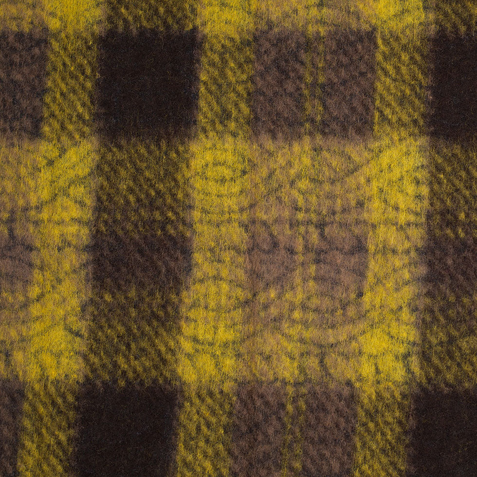 Medium Green/Brown/Black Plaid and Patterned Bonded Lamb Leather and Wool Full Medium Green/Brown/Black Plaid and Patterned Bonded Lamb Leather and Wool Full