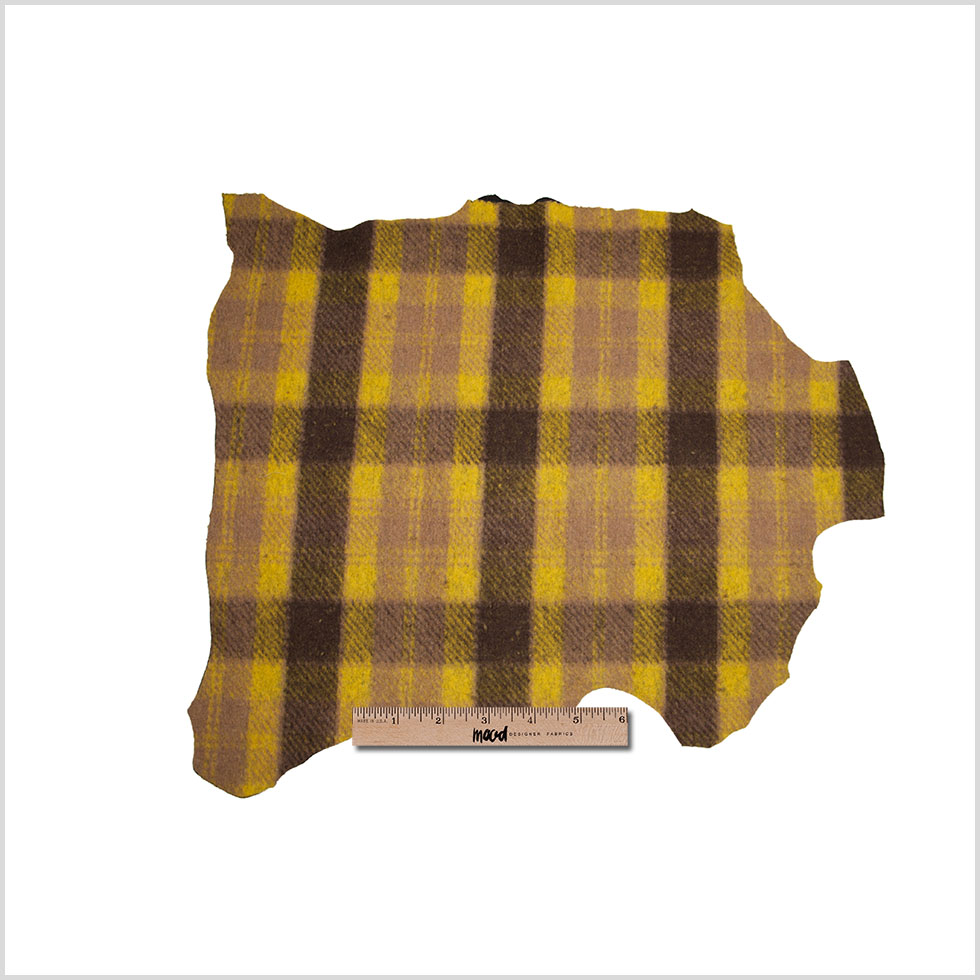 Medium Green/Brown/Black Plaid Bonded Lamb Leather and Wool Medium Green/Brown/Black Plaid Bonded Lamb Leather and Wool