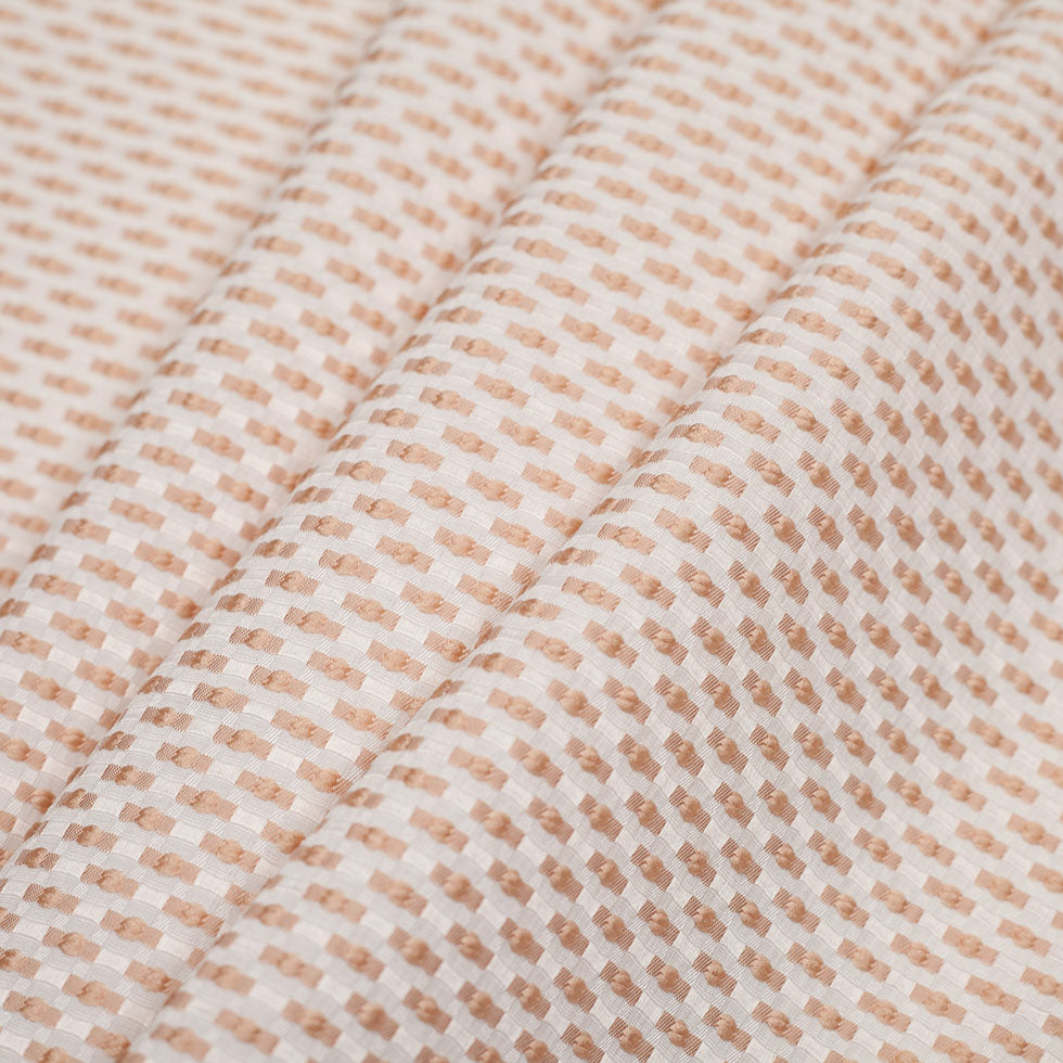 Beige on Ivory Polka Dotted Polyester Jacquard Folded Beige on Ivory Polka Dotted Polyester Jacquard Folded