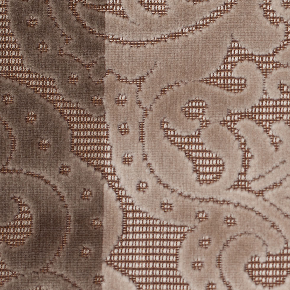 Turkish Brown/Beige Stiped Damask Cut-Out Velvet - Detail Turkish Brown/Beige Stiped Damask Cut-Out Velvet - Detail