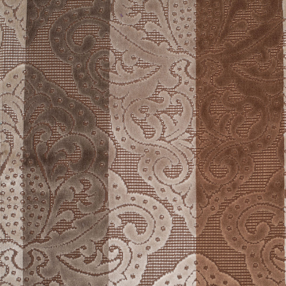 Turkish Brown/Beige Stiped Damask Cut-Out Velvet Turkish Brown/Beige Stiped Damask Cut-Out Velvet