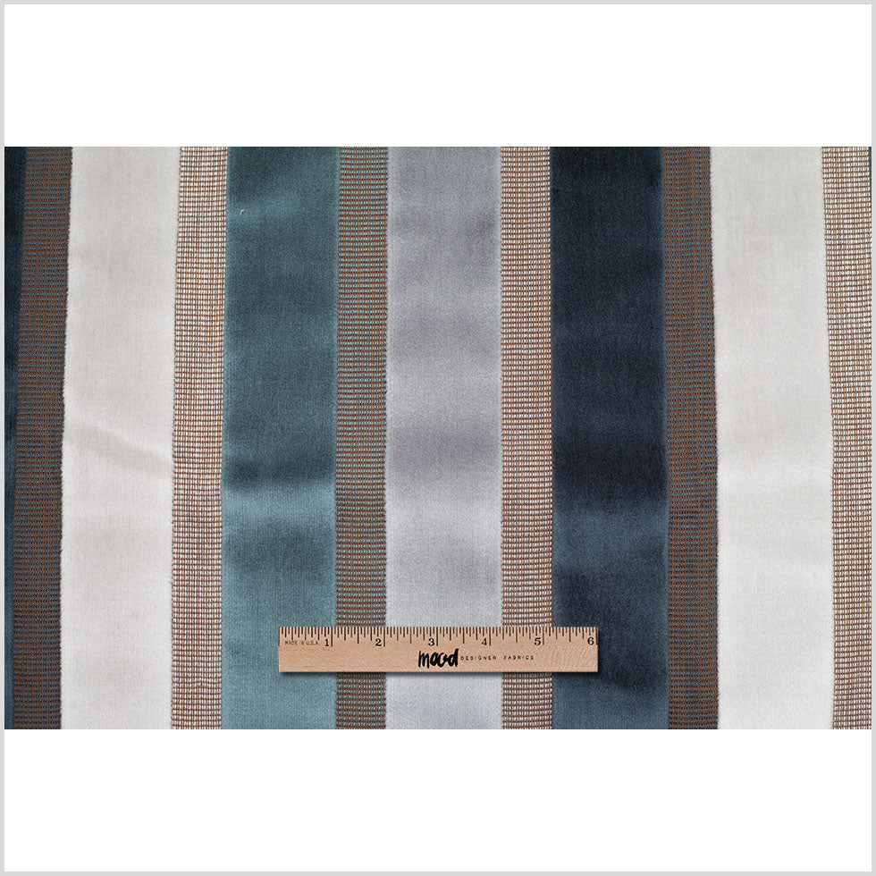 Blue/Gray Striped Velvet Full Blue/Gray Striped Velvet Full