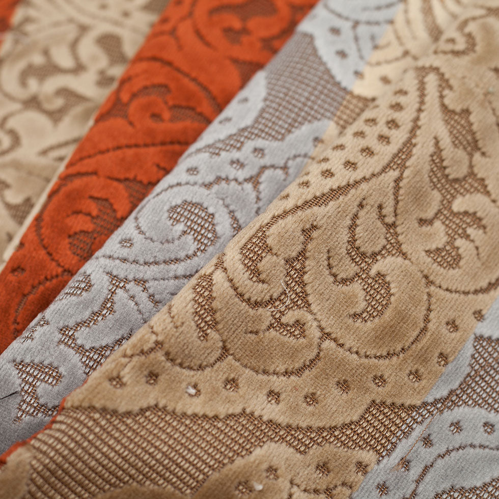 Turkish Rust Stiped Damask Cut-Out Velvet - Folded Turkish Rust Stiped Damask Cut-Out Velvet - Folded