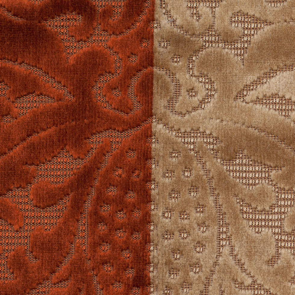 Turkish Rust Stiped Damask Cut-Out Velvet - Detail Turkish Rust Stiped Damask Cut-Out Velvet - Detail