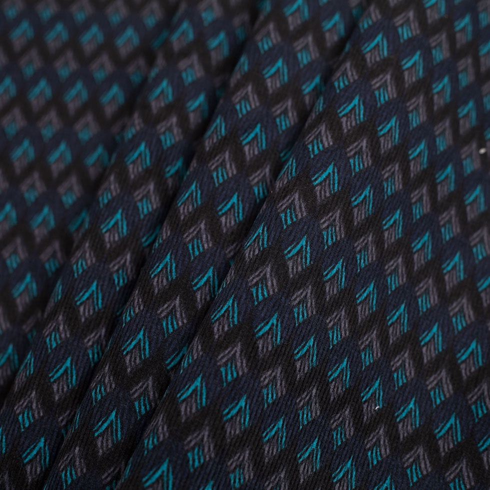 Navy/Black Striped Geometric Stretch Cotton Corduroy Folded Navy/Black Striped Geometric Stretch Cotton Corduroy Folded