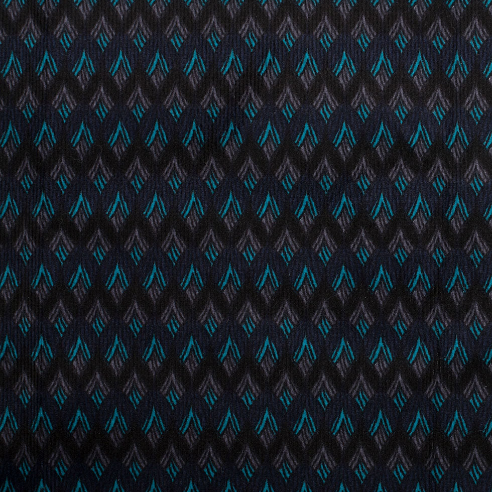 Navy/Black Striped Geometric Stretch Cotton Corduroy Navy/Black Striped Geometric Stretch Cotton Corduroy