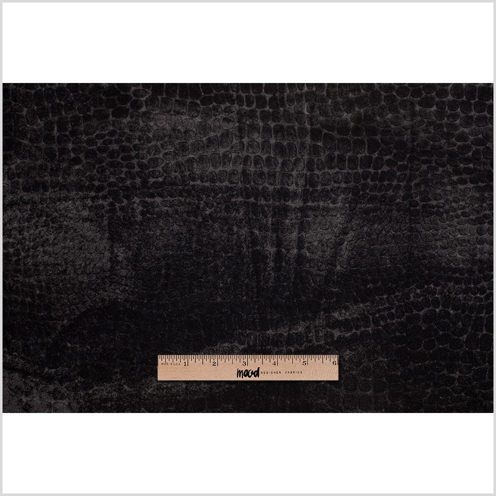 Black Alligator Embossed Silk-Viscose Velvet Full Black Alligator Embossed Silk-Viscose Velvet Full