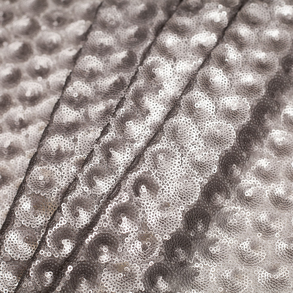 Polyester Mesh with Clustered Baby Sequins - Silver Folded Polyester Mesh with Clustered Baby Sequins - Silver Folded