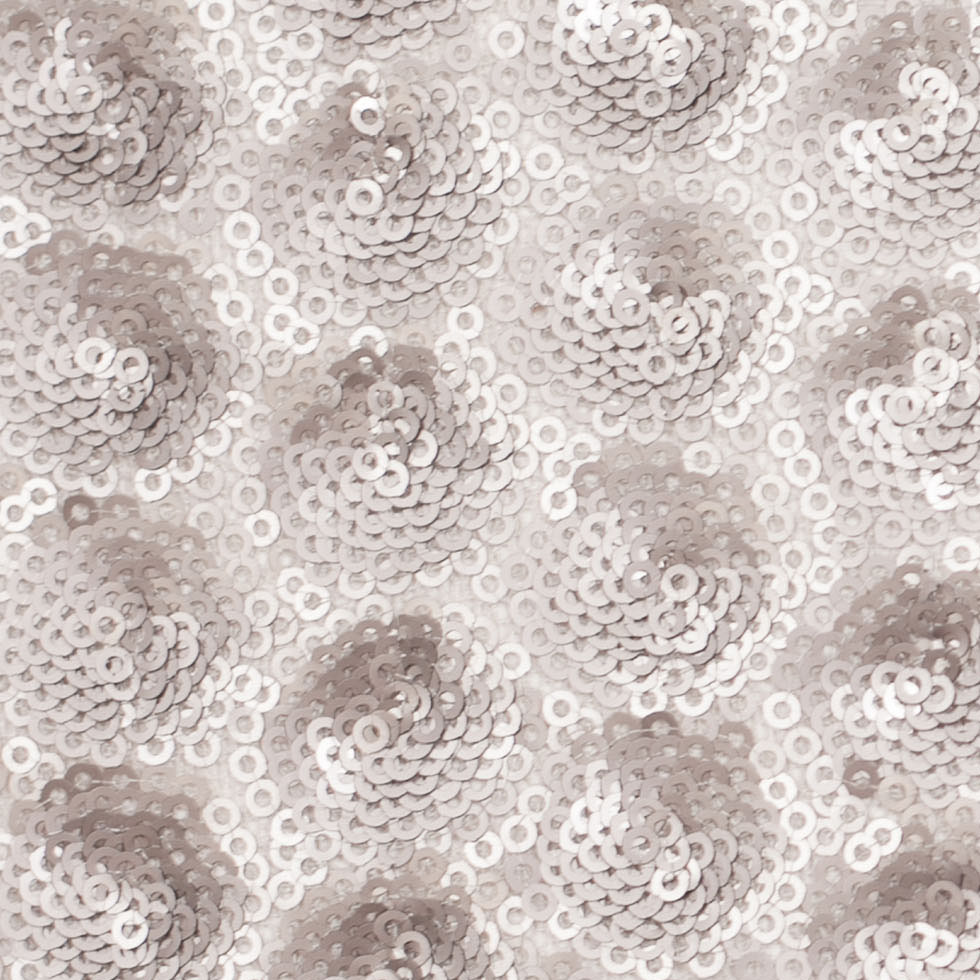 Polyester Mesh with Clustered Baby Sequins - Silver Detail Polyester Mesh with Clustered Baby Sequins - Silver Detail