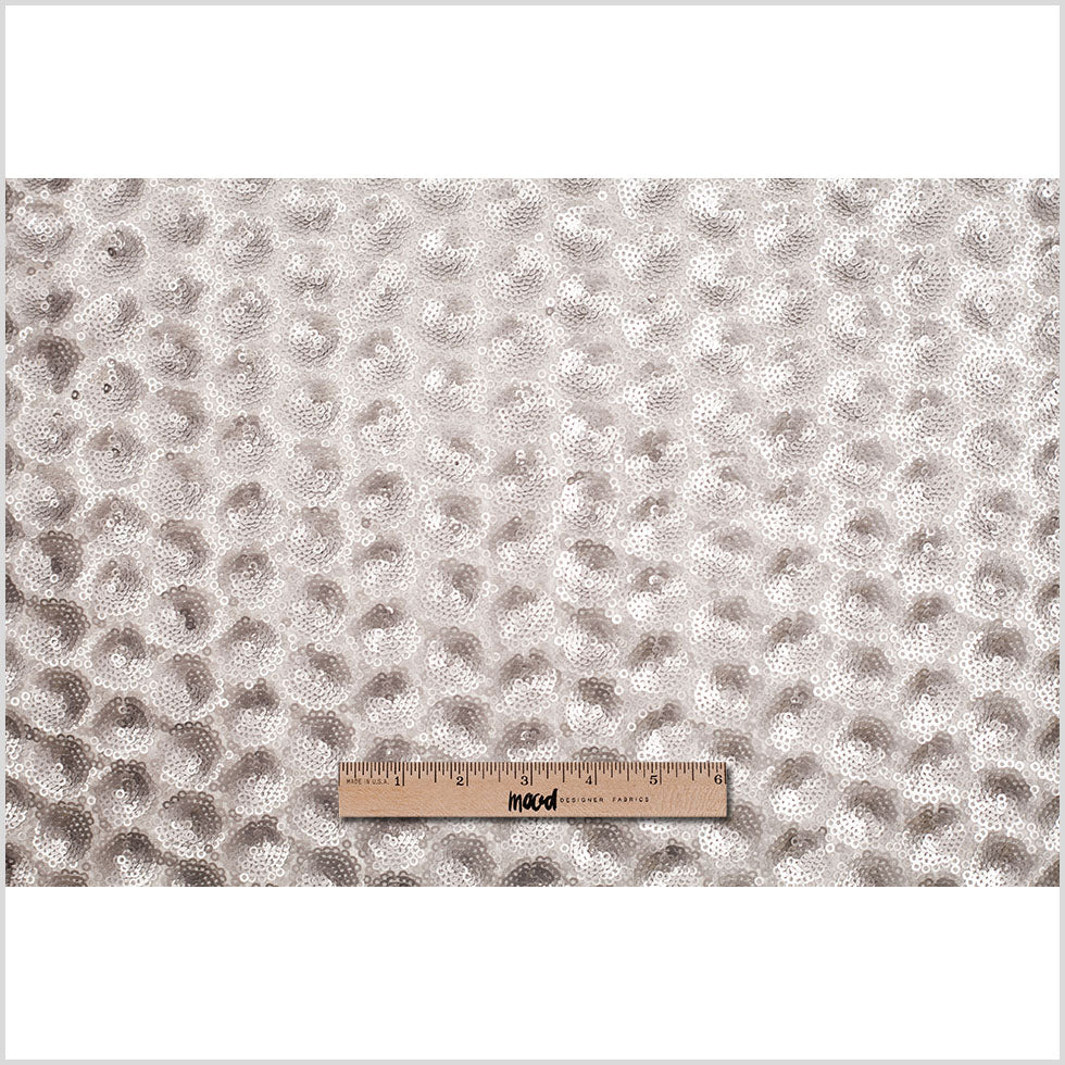 Polyester Mesh with Clustered Baby Sequins - Silver Full Polyester Mesh with Clustered Baby Sequins - Silver Full