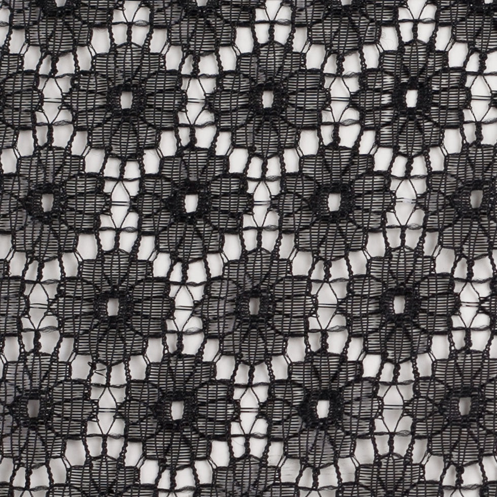 Metallic Black/Black Nylon Floral Lace Detail Metallic Black/Black Nylon Floral Lace Detail