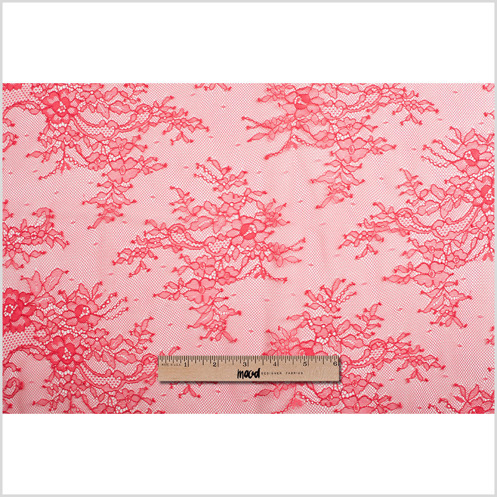 Re-Embroidered Lace with Scalloped Edge - Red Floral Folded Re-Embroidered Lace with Scalloped Edge - Red Floral Folded