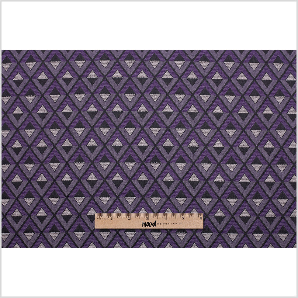 Purple Geometric Stretch Polyester Suiting Full