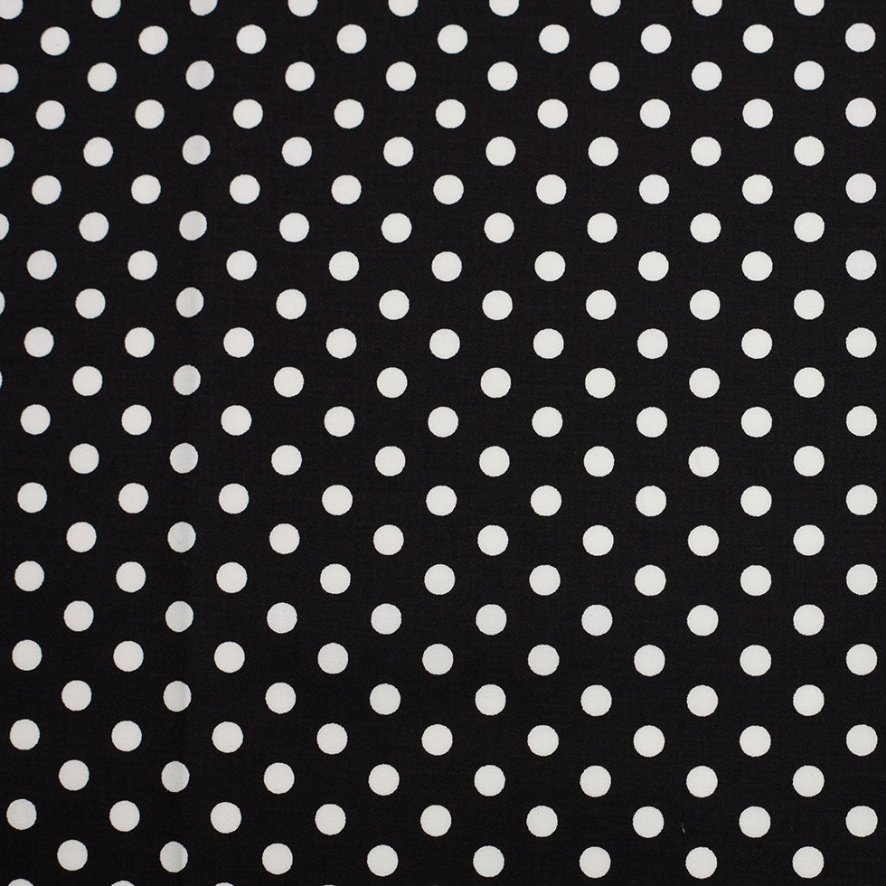 Black/White Polka Dotted Stretch Cotton Twill Black/White Polka Dotted Stretch Cotton Twill