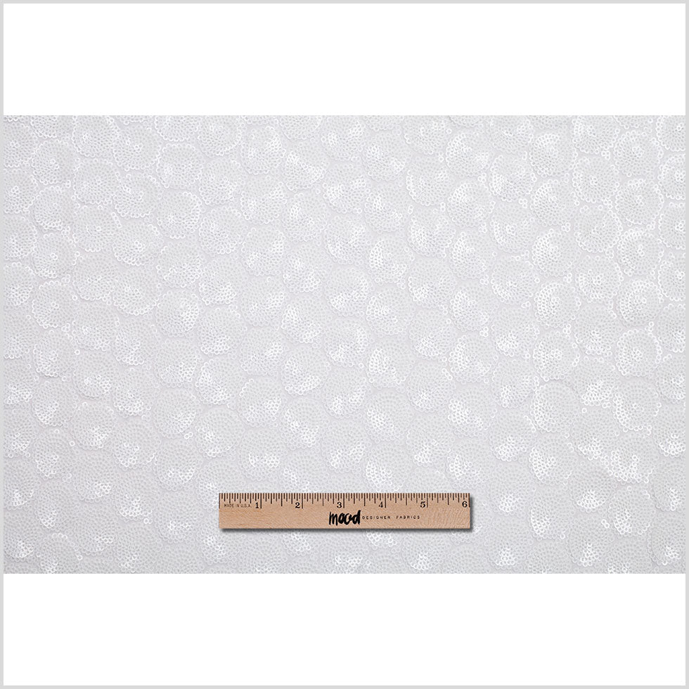 Polyester Mesh with Clustered Baby Sequins - White Full Polyester Mesh with Clustered Baby Sequins - White Full