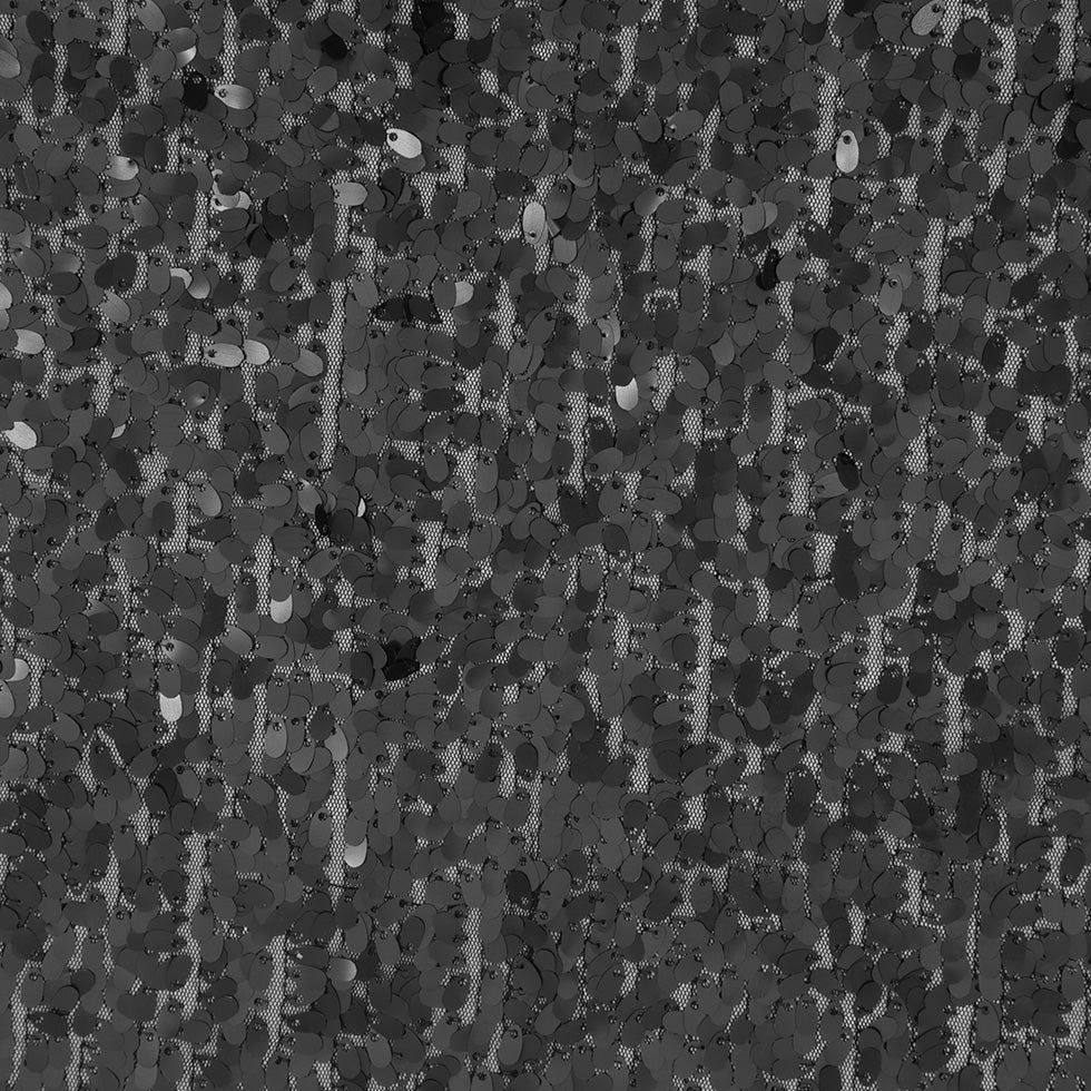 Black Oval Piette Sequins on Polyester Mesh Detail Black Oval Piette Sequins on Polyester Mesh Detail