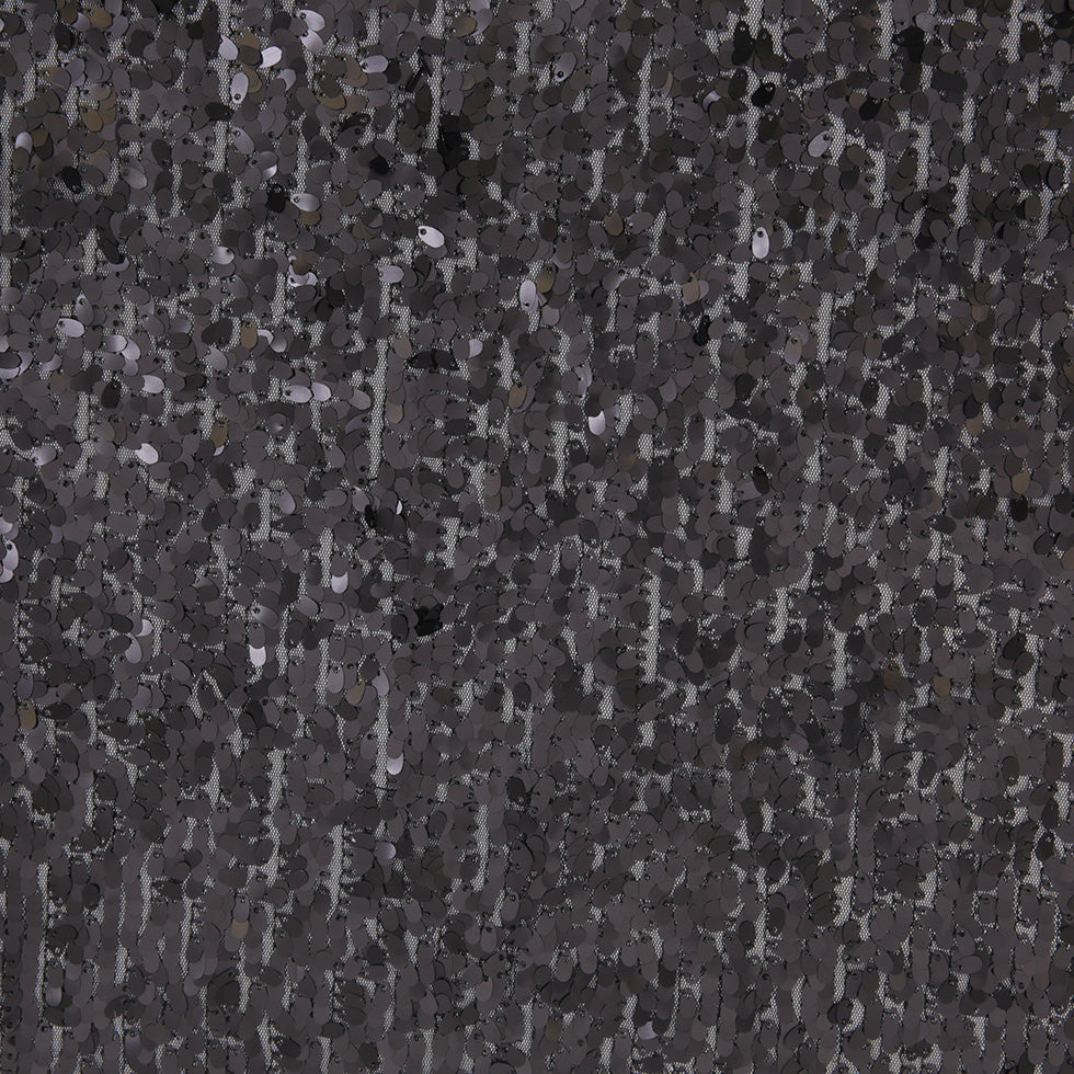 Black Oval Piette Sequins on Polyester Mesh Black Oval Piette Sequins on Polyester Mesh