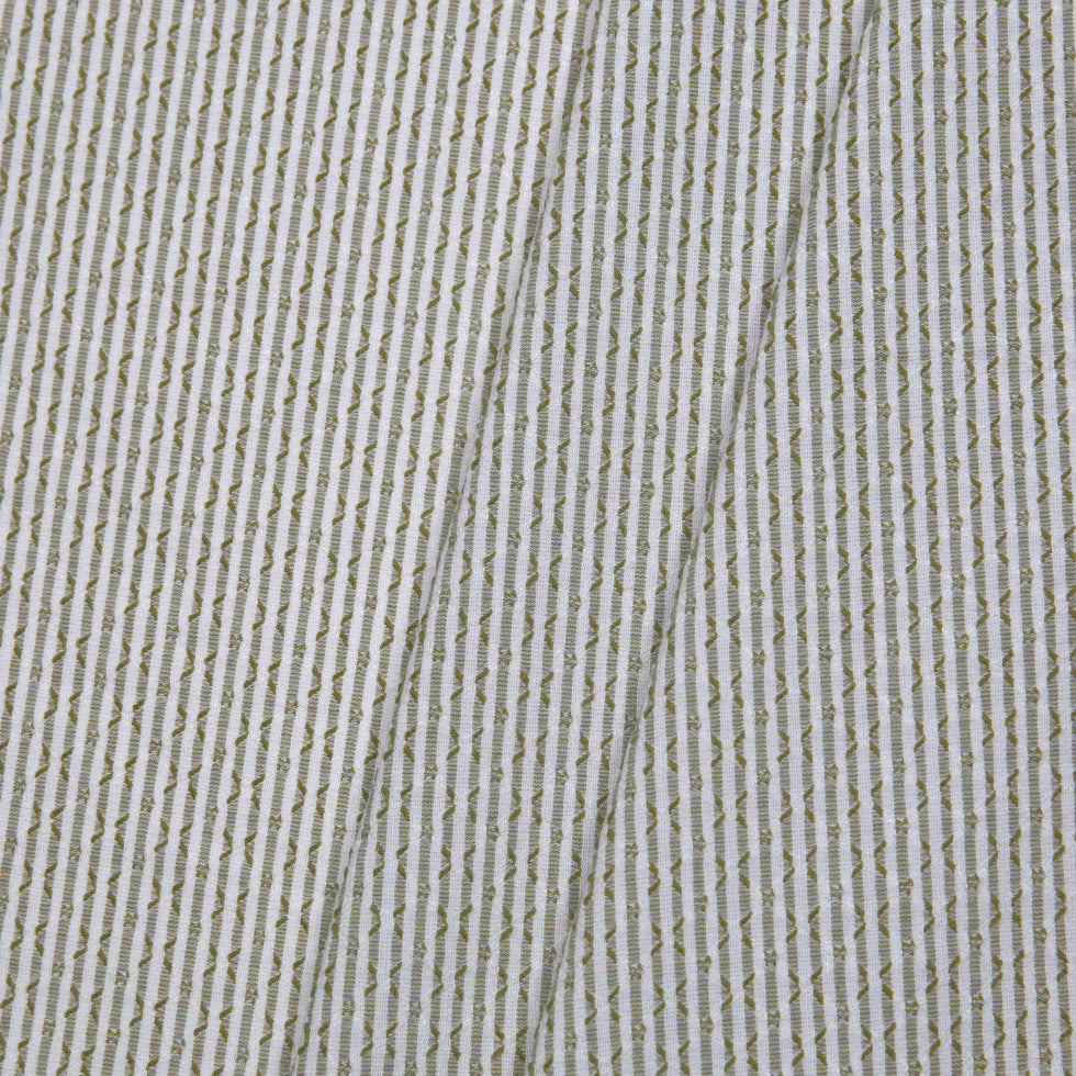 Italian White/Tarrgon Stretch Cotton Blended Brocade - Folded Italian White/Tarrgon Stretch Cotton Blended Brocade - Folded