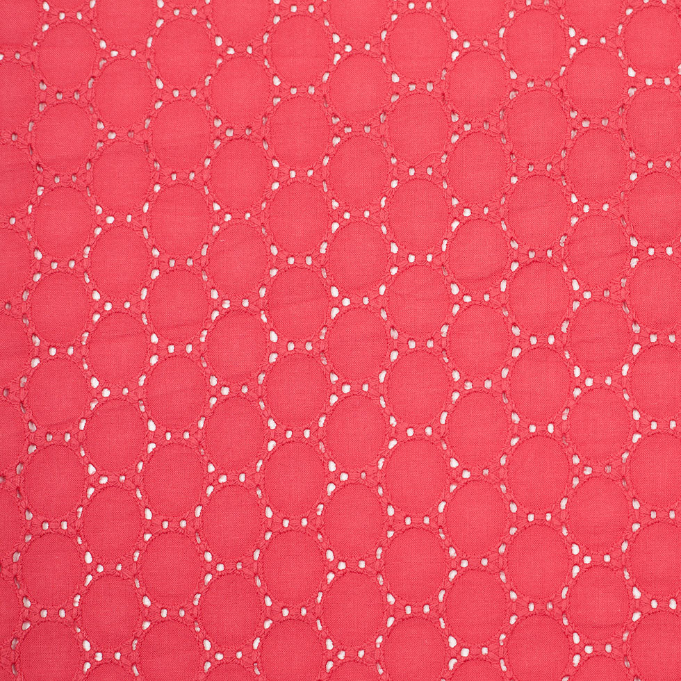 Italian Red Coral Cotton Eyelet Italian Red Coral Cotton Eyelet