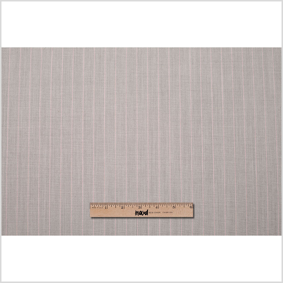 Italian Light Taupe Striped Stretch Polyester Suiting - Folded Italian Light Taupe Striped Stretch Polyester Suiting - Folded