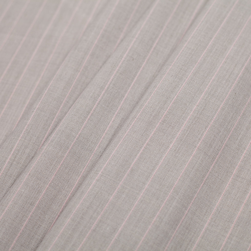 Italian Light Taupe Striped Stretch Polyester Suiting - Detail Italian Light Taupe Striped Stretch Polyester Suiting - Detail