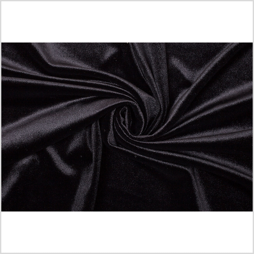 Polyester Stretch Velvet - Black Folded Polyester Stretch Velvet - Black Folded