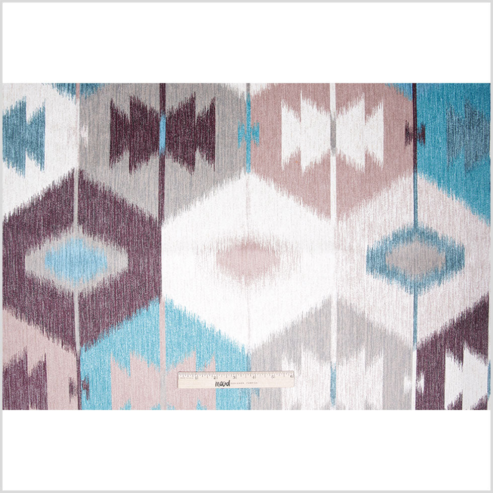 Aqua Large-Scale Ikat Geometric Upholstery Velvet Full Aqua Large-Scale Ikat Geometric Upholstery Velvet Full