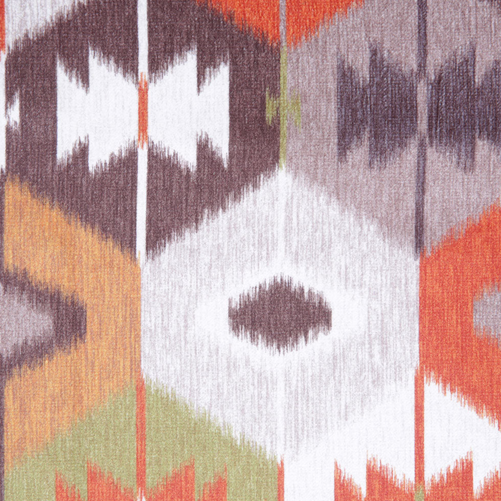 Turkish Orange Ikat Geometric Upholstery Velvet - Detail Turkish Orange Ikat Geometric Upholstery Velvet - Detail