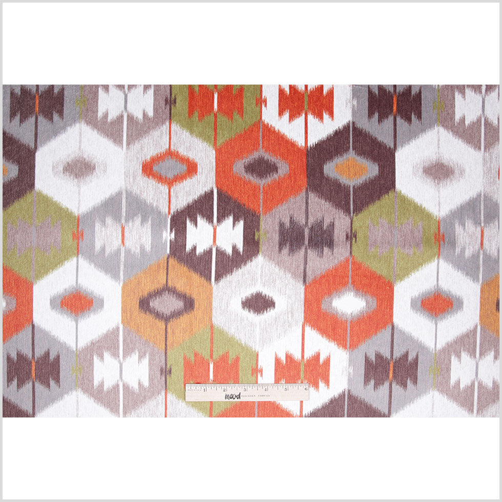 Turkish Orange Ikat Geometric Upholstery Velvet - Full Turkish Orange Ikat Geometric Upholstery Velvet - Full