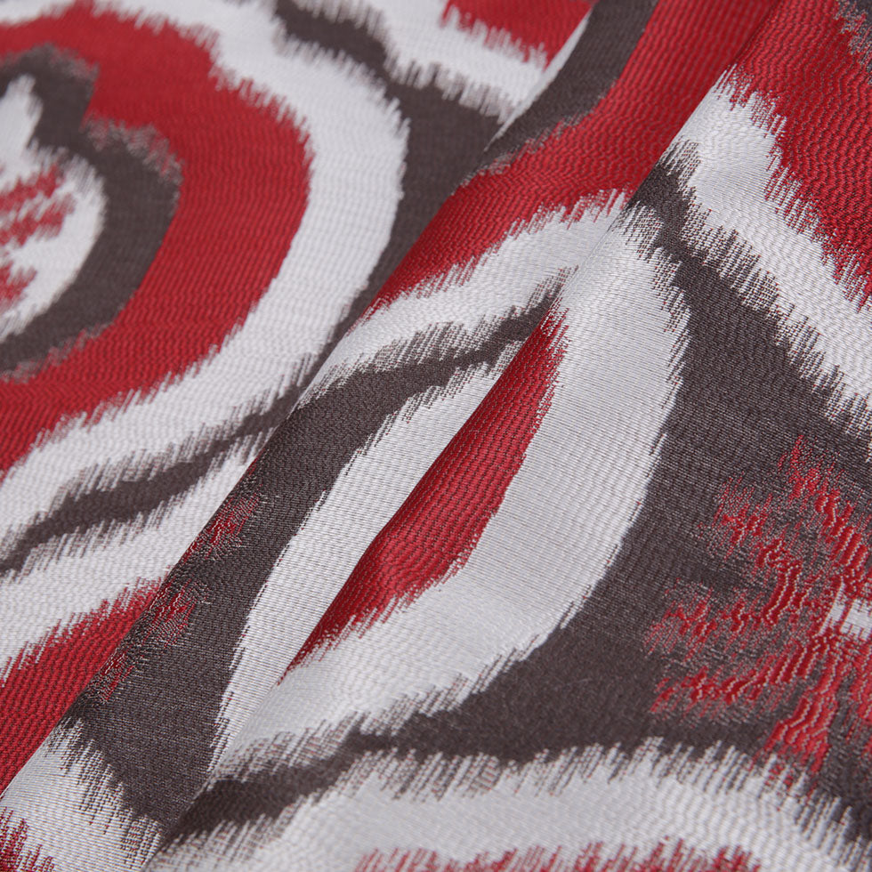 Red Ikat Damask Polyester Woven Folded Red Ikat Damask Polyester Woven Folded