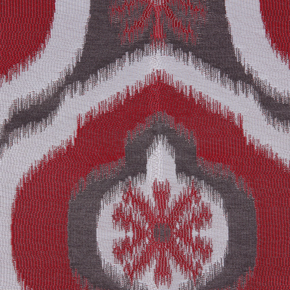 Red Ikat Damask Polyester Woven Detail Red Ikat Damask Polyester Woven Detail