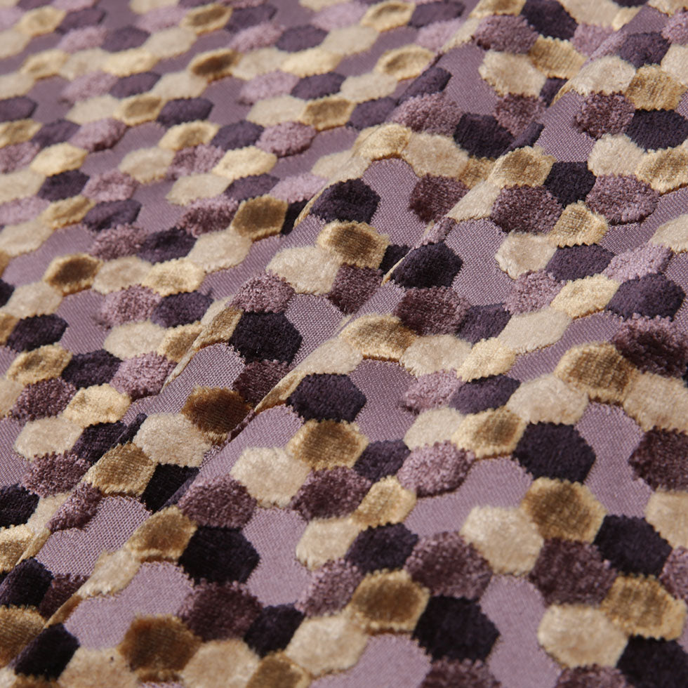 Gold Laser-Cut Geometric Polyester Velvet - Folded Gold Laser-Cut Geometric Polyester Velvet - Folded