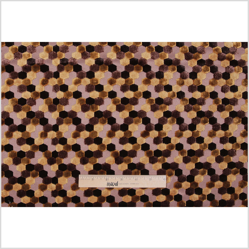 Gold Laser-Cut Geometric Polyester Velvet - Full Gold Laser-Cut Geometric Polyester Velvet - Full
