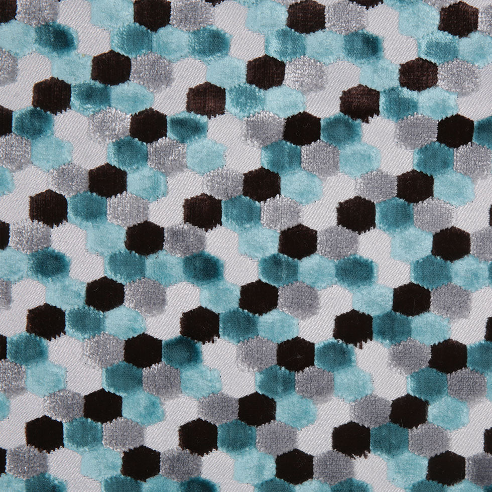 Aqua Laser-Cut Geometric Polyester Velvet Detail Aqua Laser-Cut Geometric Polyester Velvet Detail