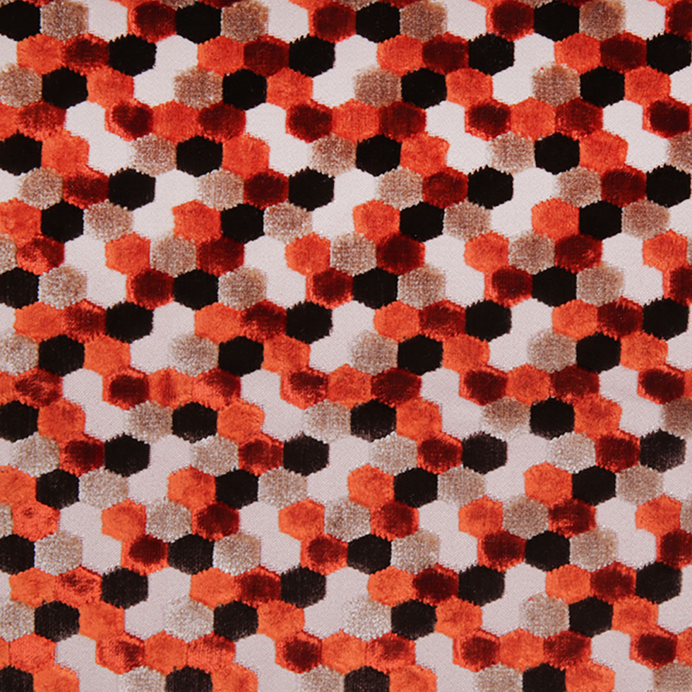 Orange Laser-Cut Geometric Polyester Velvet Orange Laser-Cut Geometric Polyester Velvet