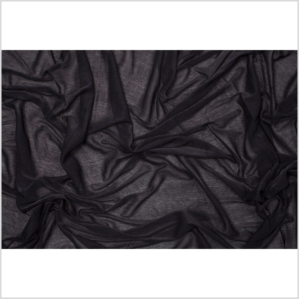 Black Stretch Polyester Crinkled Knitted Chiffon Folded Black Stretch Polyester Crinkled Knitted Chiffon Folded