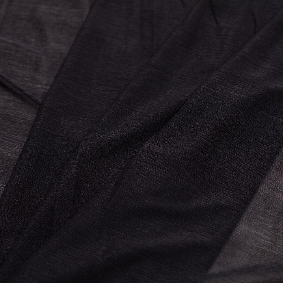 Black Stretch Polyester Crinkled Knitted Chiffon Detail Black Stretch Polyester Crinkled Knitted Chiffon Detail