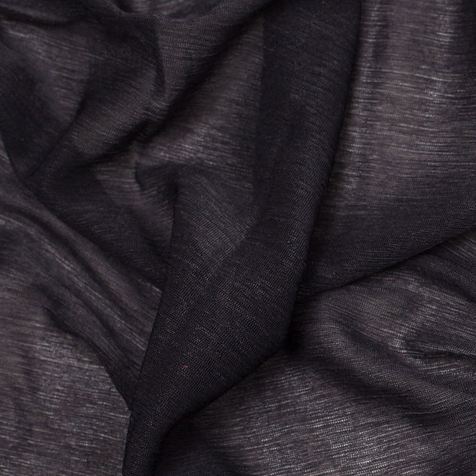Black Stretch Polyester Crinkled Knitted Chiffon Full Black Stretch Polyester Crinkled Knitted Chiffon Full