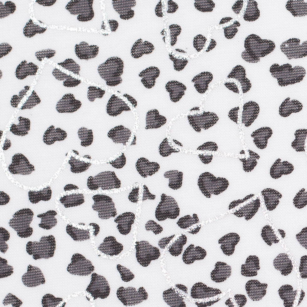 Charcoal Foil Hearts Stretch Polyester Jersey Detail Charcoal Foil Hearts Stretch Polyester Jersey Detail