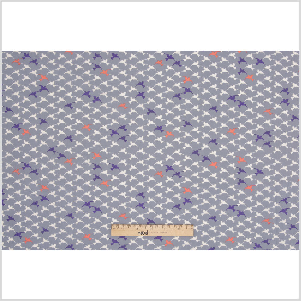 Stonewash Blue Bird Printed Cotton Poplin Folded Stonewash Blue Bird Printed Cotton Poplin Folded