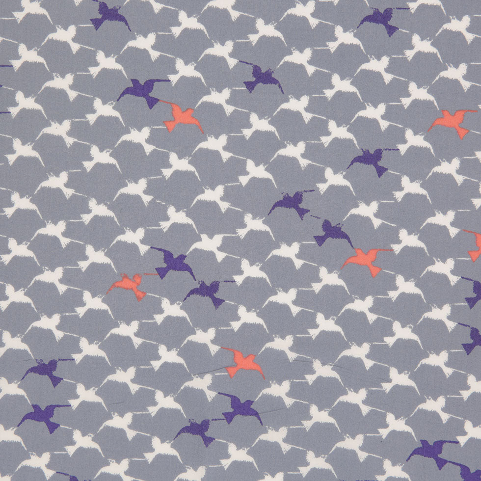 Stonewash Blue Bird Printed Cotton Poplin Full Stonewash Blue Bird Printed Cotton Poplin Full
