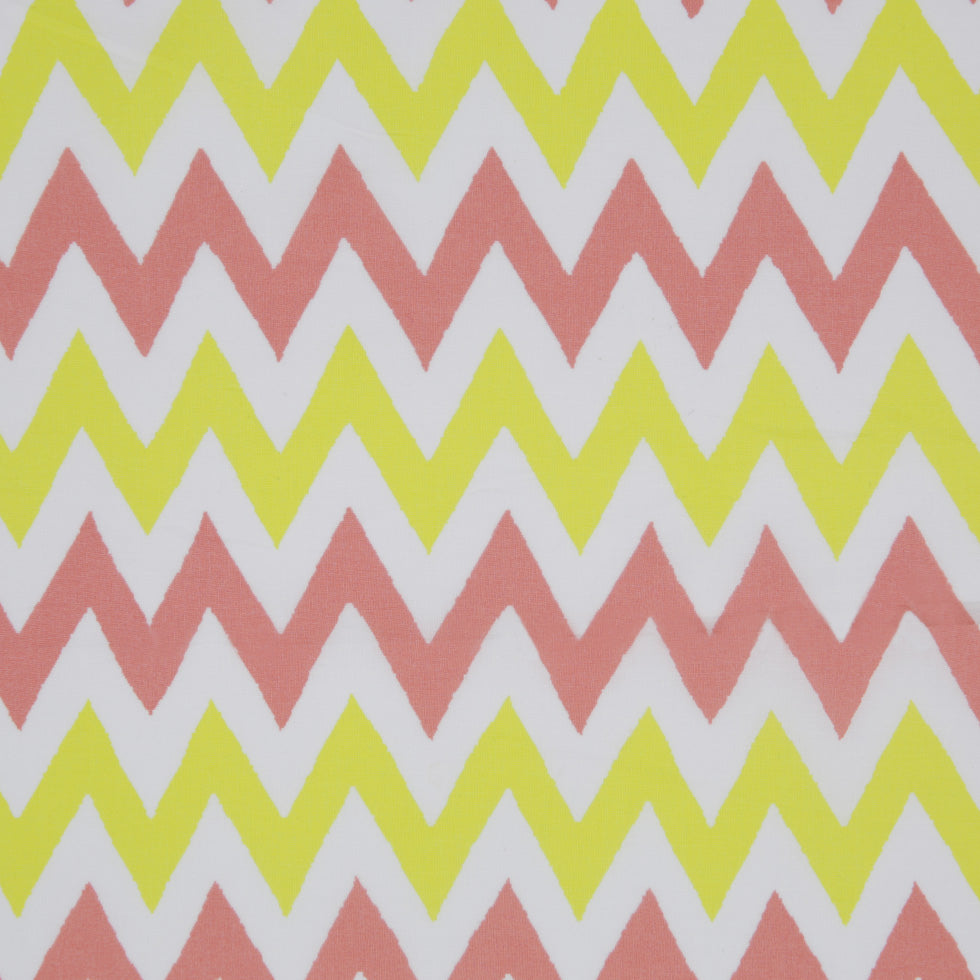 Yellow/Coral/White Zig-Zag Printed Cotton Poplin Detail Yellow/Coral/White Zig-Zag Printed Cotton Poplin Detail