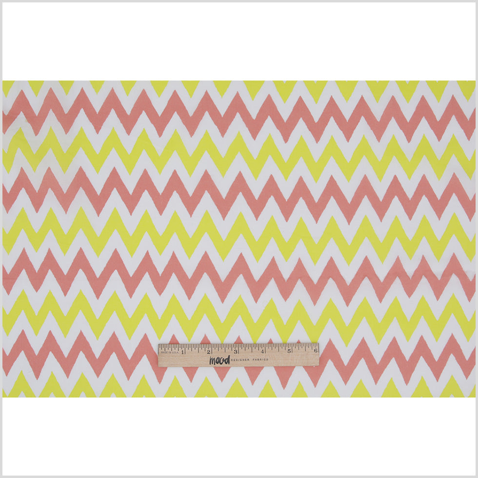 Yellow/Coral/White Zig-Zag Printed Cotton Poplin Full Yellow/Coral/White Zig-Zag Printed Cotton Poplin Full